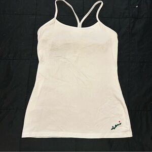 Lululemon White Racerback Tank Top Golf Flag Embroidery Size 8